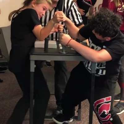 Technique vs size in an arm wrestling match