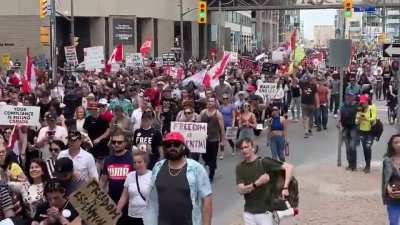 Blown away by the massive numbers at today's protest in Toronto. People are waking up in Canada.