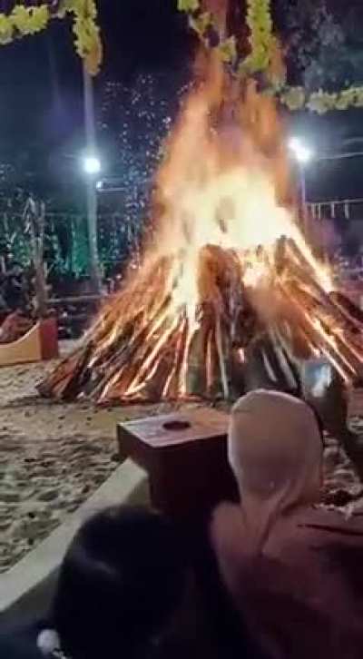 Extreme fire walking in a Kerala temple.
