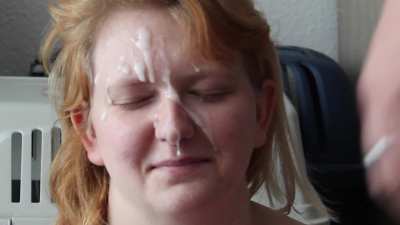 Cumming on her face. she knows to hold still until i am done