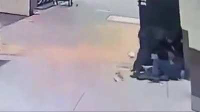 Man offers to help a homeless person in freezing weather