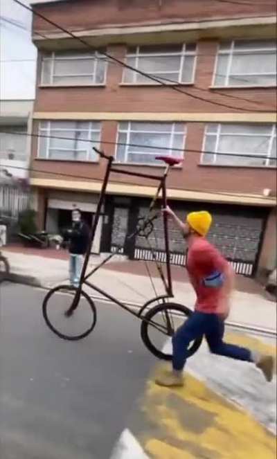 I always wondered how the rider gets on a tall bike...