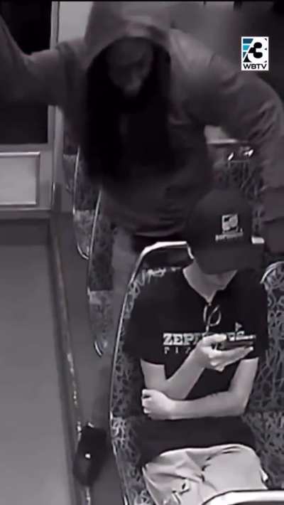 Horrifying footage of Ukrainian war refugee being stabbed to death in an random crime on a train in Charlotte, U.S.A.