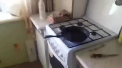 What happens if you pour water onto hot oil