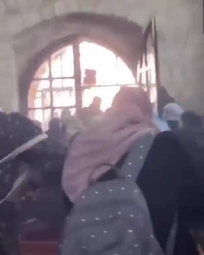 On Mother's day Israeli military attacking Palestinian women with flash bangs and plastic covered bullets inside al Aqsa mosque in Jerusalem during the holy month of Ramadan.