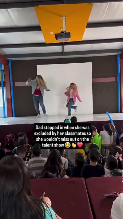 Dad stepped in when she was excluded by her classmates, so she wouldn’t miss out on the talent show