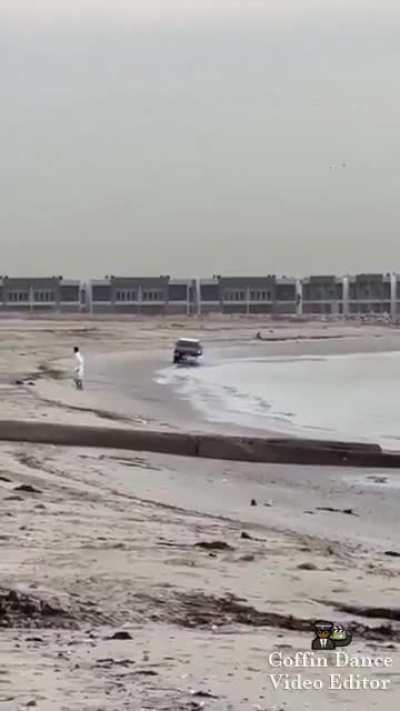 Driving in the surf