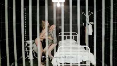 Unknown Actress Knees a Naked Man in the Balls in Salon Kitty/Madam Kitty (1976)