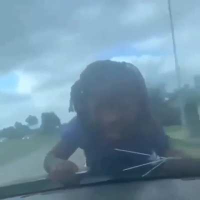 leaving a child to ride on the windshield