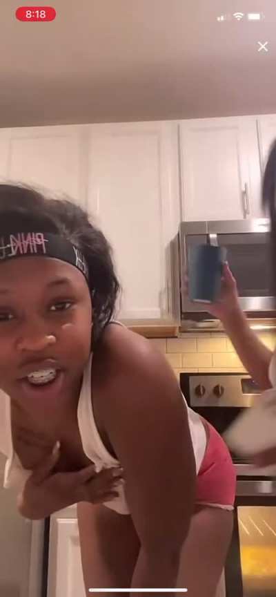 Ebony nip slip
