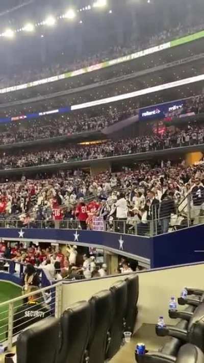 Cowboys fans throwing things at their own players.