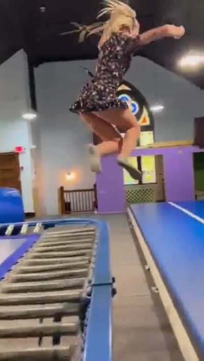 Trying out a Trampoline in Church 