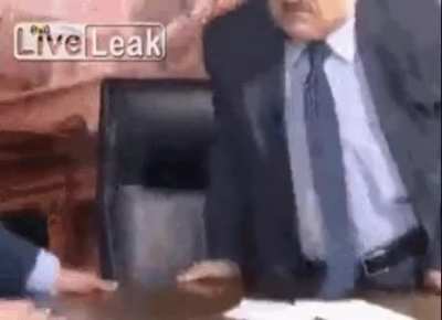 Old idiots show a table who's boss
