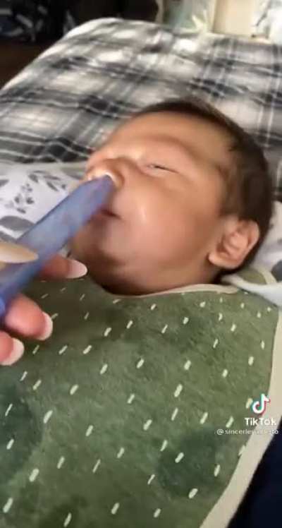 Baby's first betrayal at 2 months old.