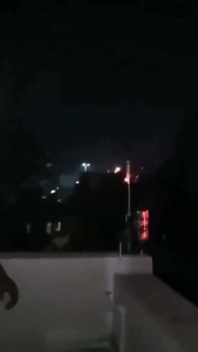 Fireworks in a city