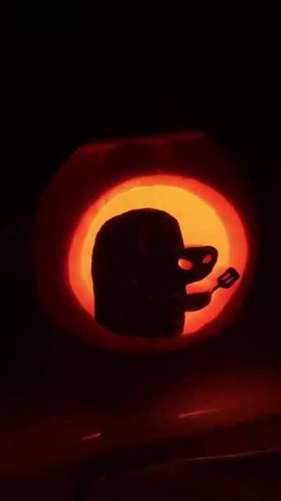 My sister recreated this iconic jack-o-lantern she saw online for Halloween this year (unsure of original creator but thank you for bringing us such joy).