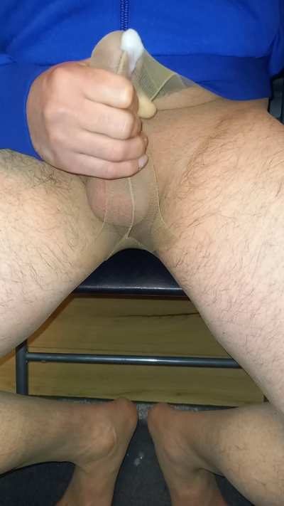 Made a Fat Cum Mess in sheer Nylon Pantyhose 💦💦