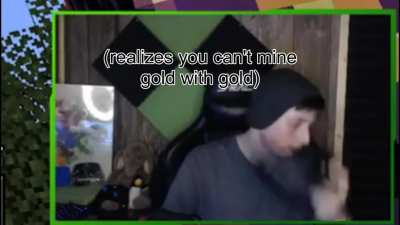 Mines gold with gold picaxe