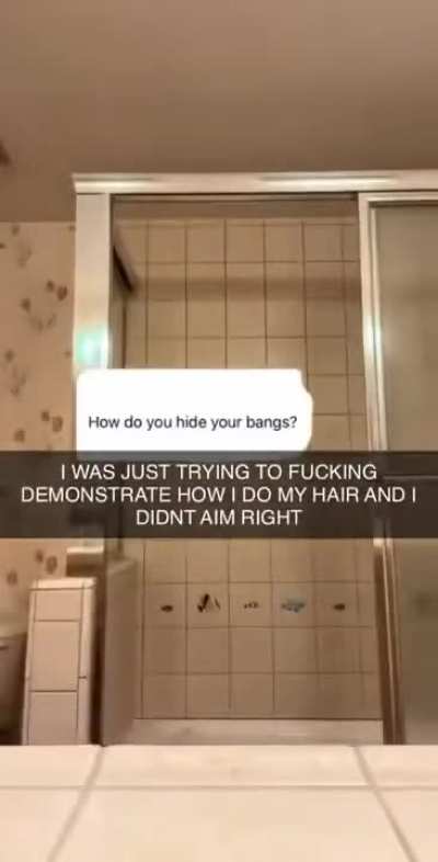 She trying to hide her bangs.