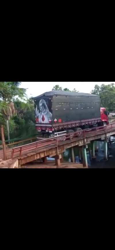 Jesus saves a truck from falling off a bridge