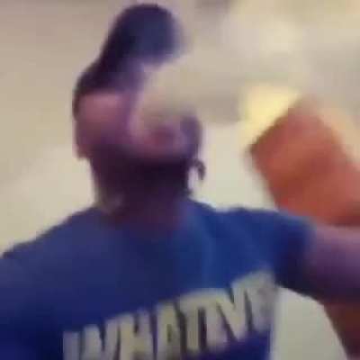 Man inhales a fire extinguisher for likes