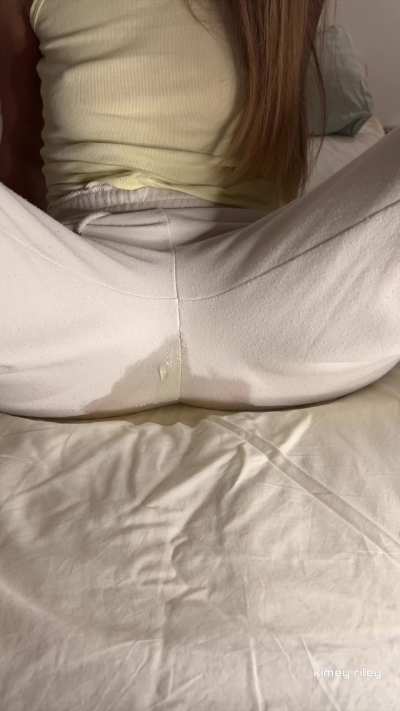 Making a big mess on my bed in my sweatpants!