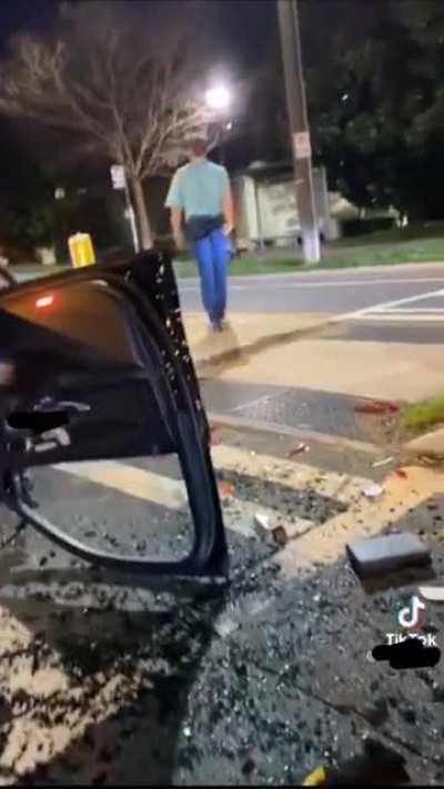 crashed his Benz and fled the scene