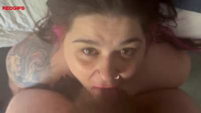 Feeding her his cock with force
