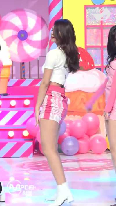 Tzuyu - pink skirt, white top, boots, what is love