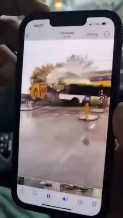 Bus torn in half by train in the Netherlands today, none injured