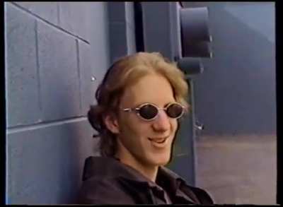 Dylan interviewed behind Blackjack Pizza (Oct 1998)