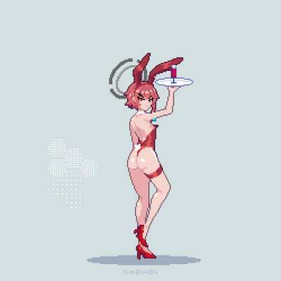 Mikan Neru bunny suit pixel art animation