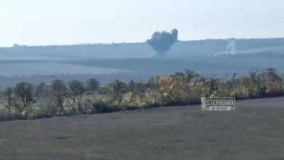 A Russian ka-52 being shot down by MANPADS in the Zaporizhia oblast, 1.10.2022.