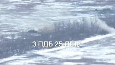 Russian BMP-3 engaging a treeline is destroyed in a catastrophic explosion in the Luhansk area