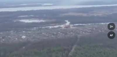 Russian bombardment of Krynky, Kherson, where the Ukrainian Armed Forces bridgehead is still located on the left bank of the Dnipro river. (46.7319045, 33.0720214)
