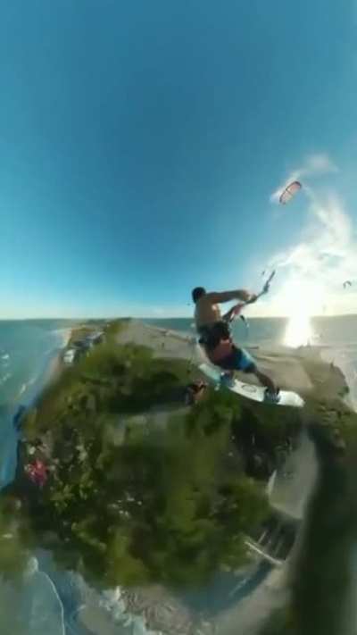 Guy jumps over an island