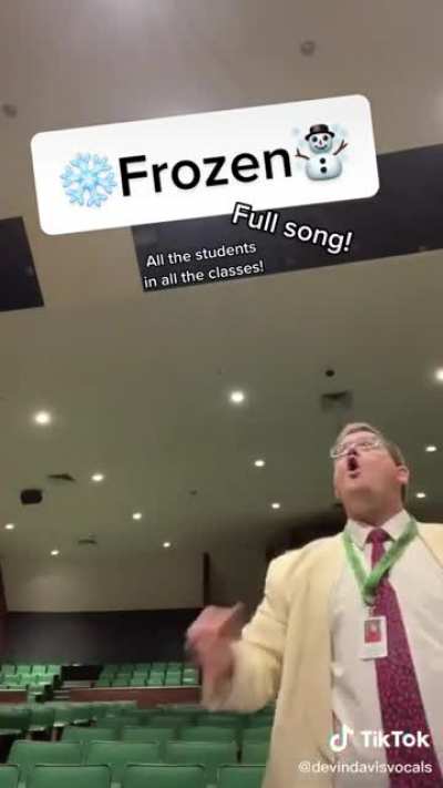Choir teacher showing students' talent