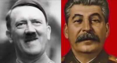 Joseph Stalin singing with his mortal enemy Adolf H**ler