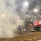 A truck sneezes and blows out engine.
