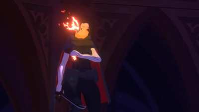 @KenFanTw animated Cinder Fall from RWBY casting fireball