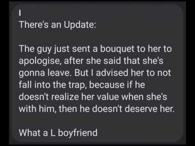 She continued giving the disastrous advice to her friend (an update to my last post)