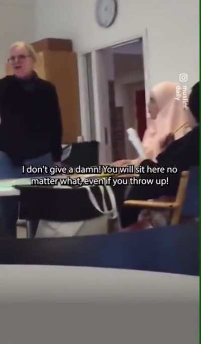 Teacher yelling at Muslim girls in school in Sweden