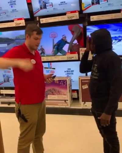 A few weeks back I had to kick a man out of Target for sneezing on me, finally found the video on his instagram.