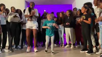 Afrodance by a nine year old and her dance instructor