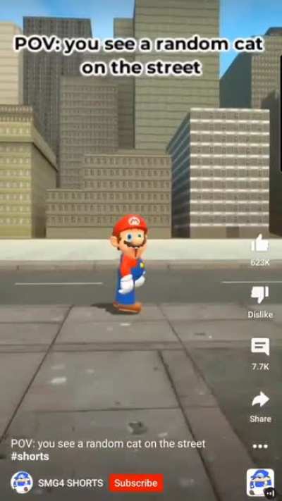 mario sees a cat