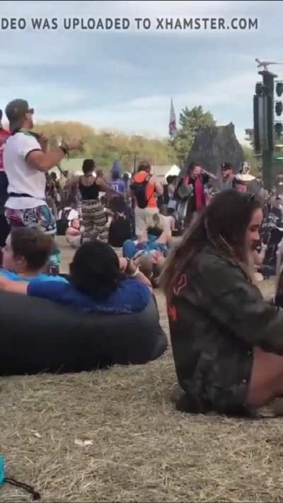 Drunk girl does not care about the crowd