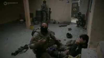 Iraqi Golden division try to save a guy while they are being pinned down by a sniper