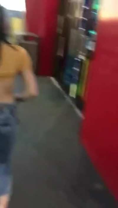 SHOWING HER TITS AT A GAS STATION