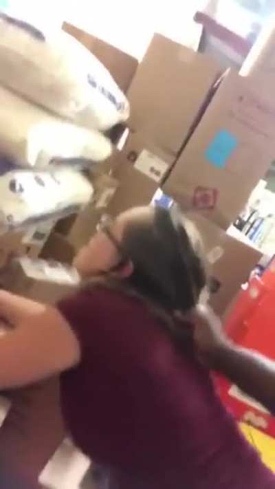 Getting stuffed on her lunch break