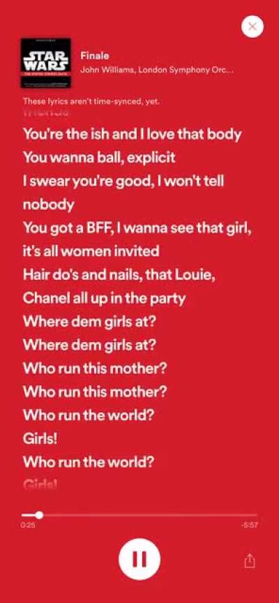 “Added lyrics to Spotify, boss!”